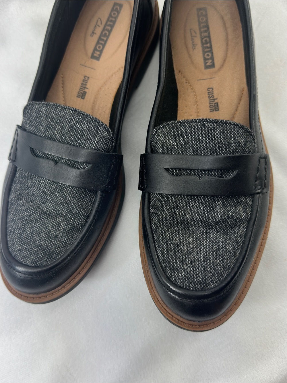 Clarks Collection Loafers Cushion Soft Wool Leather Preppy Penny 8.5 Womens - Picture 4 of 9